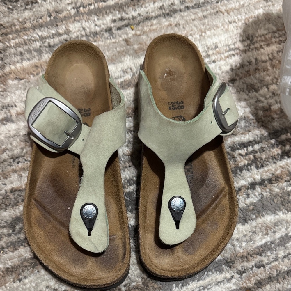 Birkenstock Kids Sandals - Light Green with Silver Buckles
